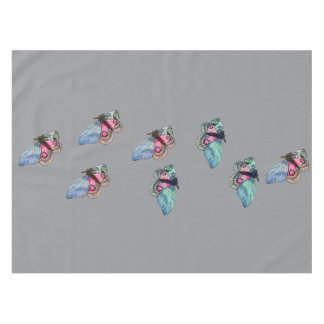 Blue Pink Exotic Butterflies Pattern テーブルクロス