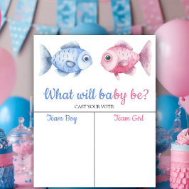 Blue & Pink Fish Gender reveal Boy or Girl chart ポスター