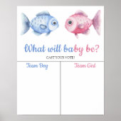 Blue & Pink Fish Gender reveal Boy or Girl chart ポスター (正面)
