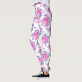Blue Pink Floral Leggings レギンス (左)