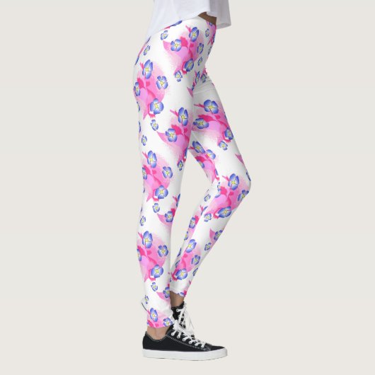 Blue Pink Floral Leggings レギンス (右)