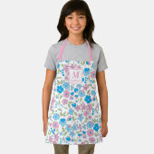 Blue Pink Floral Monogram Apron エプロン (インサイチュ)