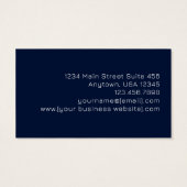 Blue Pink Gold Monogram Modern Business Card (裏面)