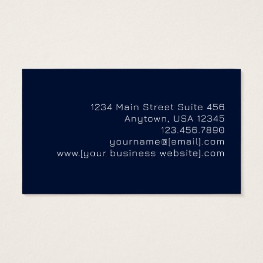 Blue Pink Gold Monogram Modern Business Card (裏面)