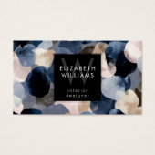 Blue Pink Gray Monogram Modern Business Card (正面)