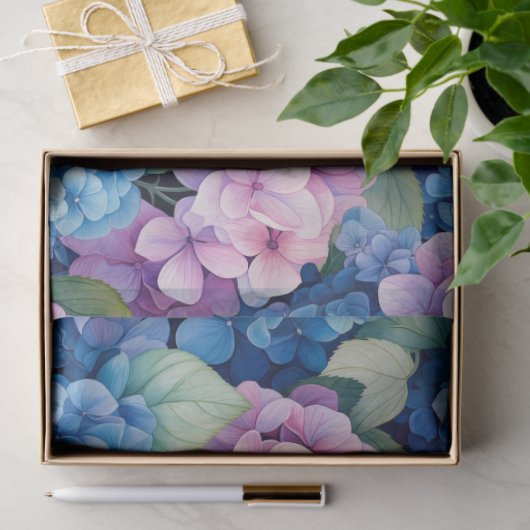 Blue Pink Hydrangeas Decoupage  薄葉紙 (ギフト)