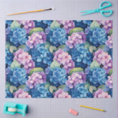 Blue Pink Hydrangeas Decoupage  薄葉紙 (クラフト)