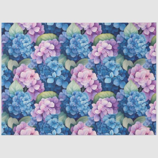 Blue Pink Hydrangeas Decoupage  薄葉紙 (正面)
