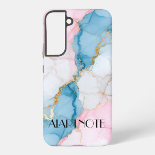 Blue Pink Marble with Gold Veins – Elegant Design Samsung Galaxy S22+ケース