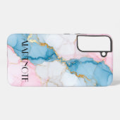 Blue Pink Marble with Gold Veins – Elegant Design Samsung Galaxyケース (裏面横)