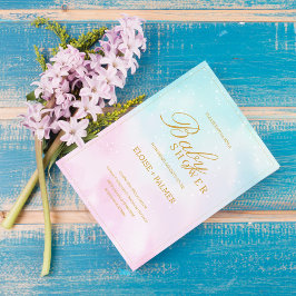 Blue Pink Ombre Gender Neutral Reveal Baby Shower 招待状