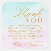 Blue Pink Ombre Gender Reveal Baby Shower Thank スクエアシール (正面)