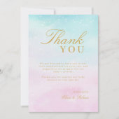 Blue Pink Ombre Gender Reveal Neutral Baby Shower  サンキューカード (正面)