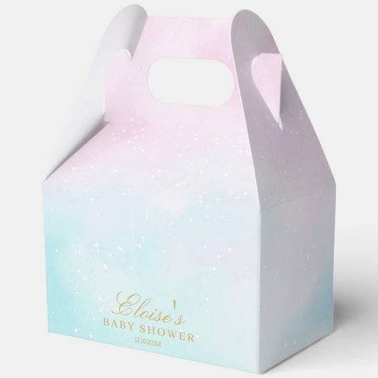 Blue Pink Ombre Gender Reveal Neutral Baby Shower フェイバーボックス (正面)