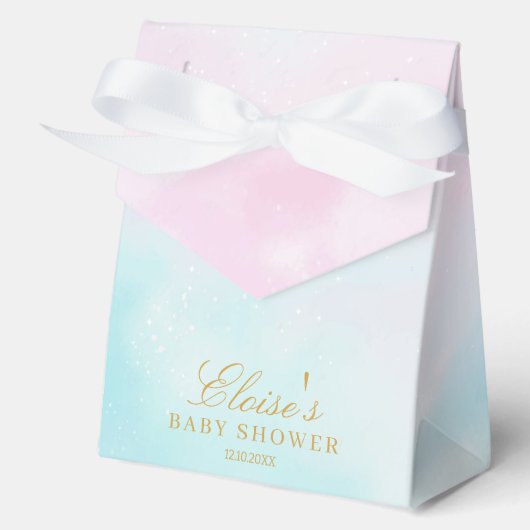 Blue Pink Ombre Gender Reveal Neutral Baby Shower フェイバーボックス (正面)