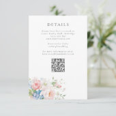 Blue & Pink Pastel Floral QR Wedding Details エンクロージャーカード (スタンド正面)