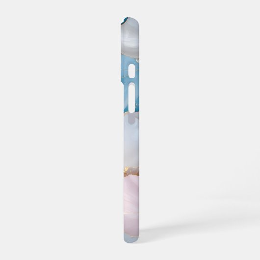 Blue Pink Petal Gold Edge iPhone 16ケース (左側面)
