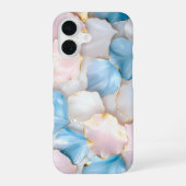 Blue Pink Petal Gold Edge iPhone 16ケース (裏面)