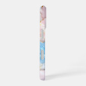 Blue Pink Petal Gold Edge iPhone 16ケース (右側面)