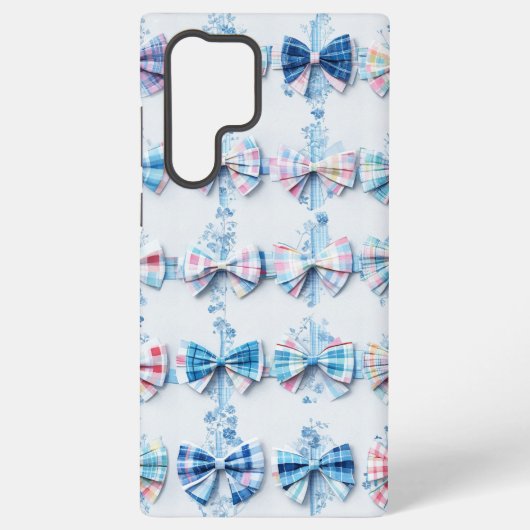 Blue & Pink Plaid Ribbons Preppy Phone Case Samsung Galaxyケース (裏面)