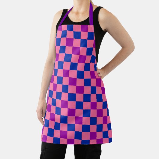 Blue Pink Purple Checkered Pattern Design  エプロン (インサイチュ)