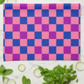 Blue Pink Purple Checkered Pattern Design  キッチンタオル (折り畳み)