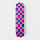 Blue Pink Purple Checkered Pattern Design  スケートボード (正面)