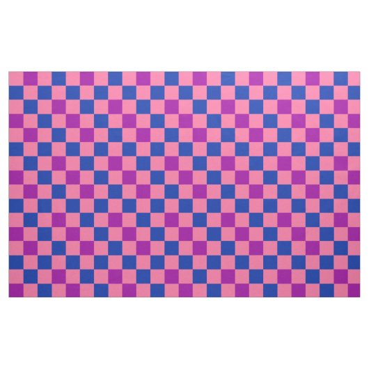 Blue Pink Purple Checkered Pattern Design  ファブリック (ファットクウォーター)