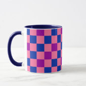 Blue Pink Purple Checkered Pattern Design  マグカップ (左)