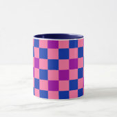 Blue Pink Purple Checkered Pattern Design  マグカップ (中央)