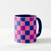 Blue Pink Purple Checkered Pattern Design  マグカップ (正面右)