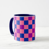 Blue Pink Purple Checkered Pattern Design  マグカップ (正面左)