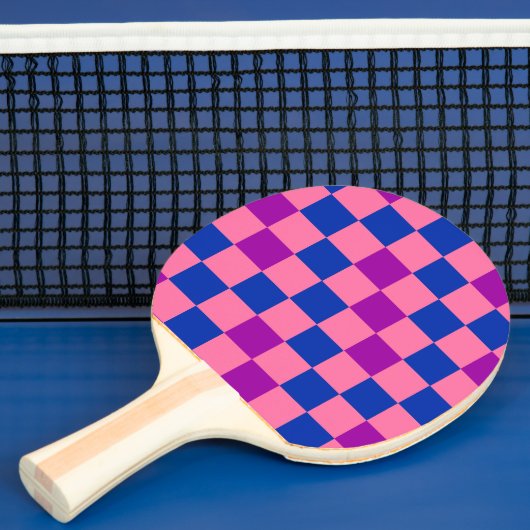 Blue Pink Purple Checkered Pattern Design  卓球ラケット (インサイチュ)