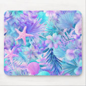 BLUE PINK PURPLE UNDERSEA PLANTS & SEASHELLS マウスパッド (正面)