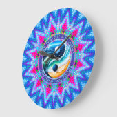 Blue Pink Rise Energy Journey Change Affirmation ラージ壁時計 (傾斜)