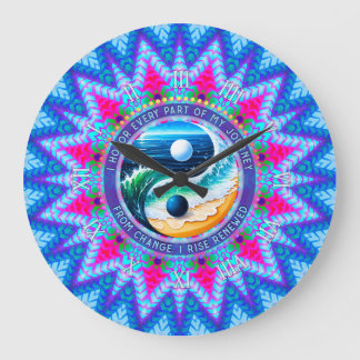 Blue Pink Rise Energy Journey Change Affirmation ラージ壁時計