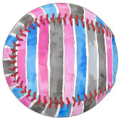 Blue Pink Smoky Grey Stripes ソフトボール (正面左)