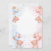 Blue Pink Teddy Bear Gender Reveal Baby Shower 招待状 (裏面)