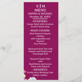 Blue Pink Watercolor Flowers QR Code Wedding メニュー