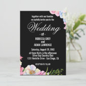 Blue Pink Watercolor Flowers Wedding  招待状 (スタンド正面)