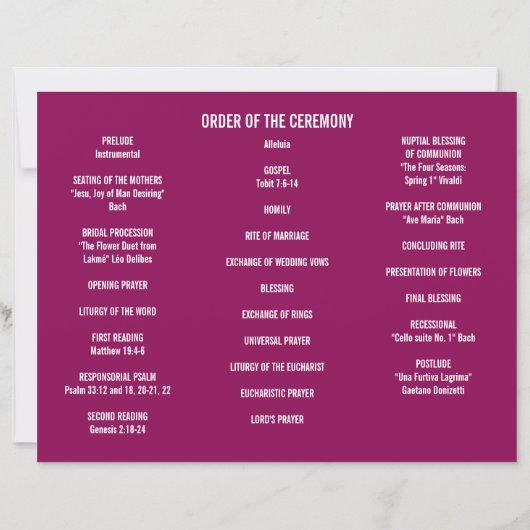 Blue Pink Watercolor Flowers Wedding Program Flyer (裏面)