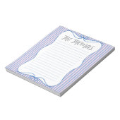 Blue Pink White Cute Personalized Notepad ノートパッド (回転)