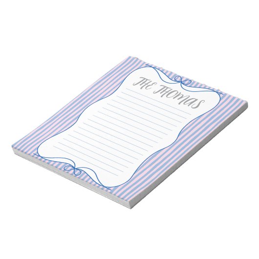 Blue Pink White Cute Personalized Notepad ノートパッド (回転)