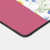 Blue Pink Wildflower Botanical Custom Name  デスクマット (コーナー)
