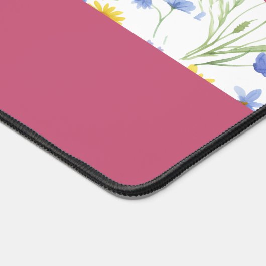 Blue Pink Wildflower Botanical Custom Name  デスクマット (コーナー)
