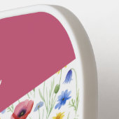Blue Pink Wildflower Botanical Custom Name ピックルボールラケット (左詳細)