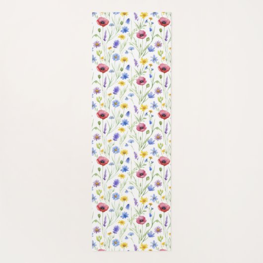 Blue Pink Wildflower Botanical Custom Name  ヨガマット (裏面)
