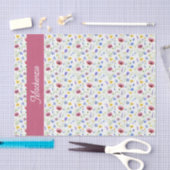 Blue Pink Wildflower Watercolor Tissue Paper 薄葉紙 (クラフト)