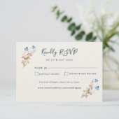 Blue Pink Wildflowers Response Card 出欠カード (スタンド正面)