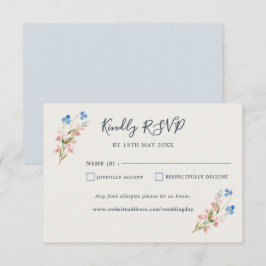 Blue Pink Wildflowers Response Card 出欠カード